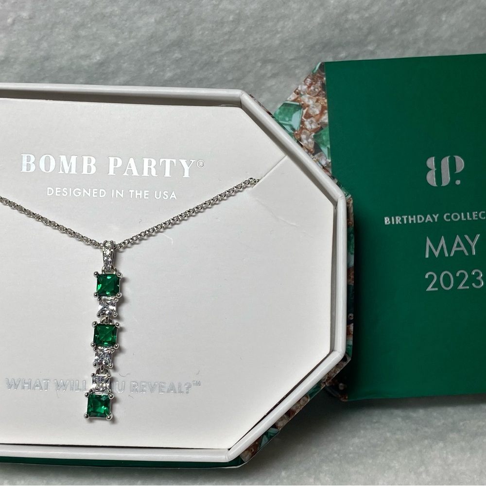 Bomb Party Silver Necklace with Green Accents